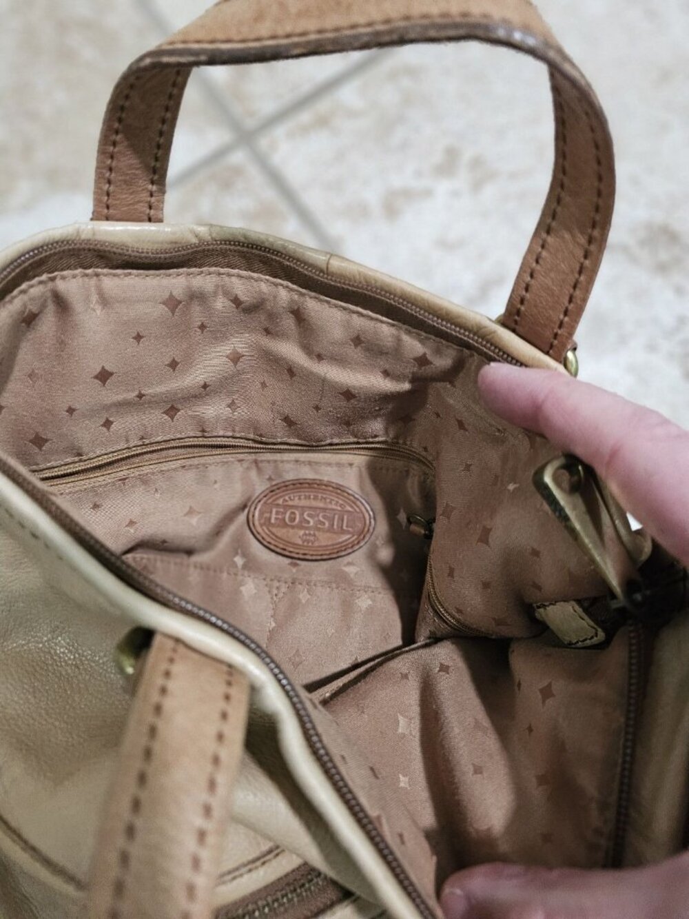 Fossil Womens Large Archival Leather Utility Tote Tan Rare Iconic Gorpcore Bag - Picture 4 of 7